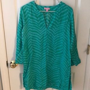Lilly Pulitzer Teal and White Swim Coverup